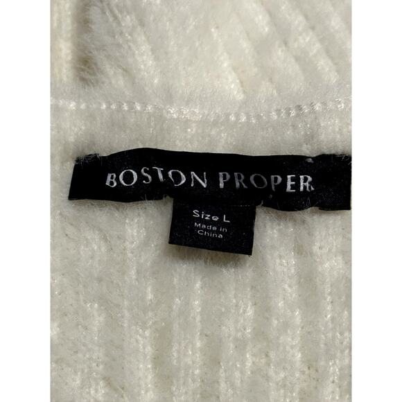 Boston Proper Women's Size Large Soft Fuzzy Y2K Evening Wear White Tank Top - Picture 5 of 8